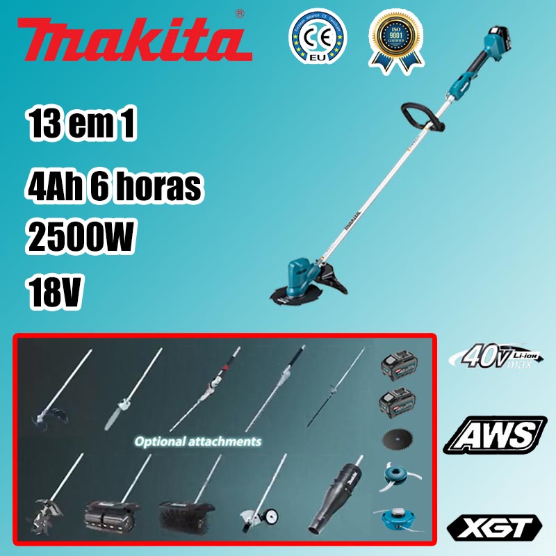 [Potência 2500w]+ bateria de lítio 4Ah 18V*2 (funciona durante 6 horas)+conjunto completo de acessórios